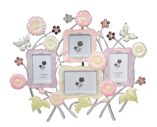 Enameled Crystal Studded Family Photo Frame