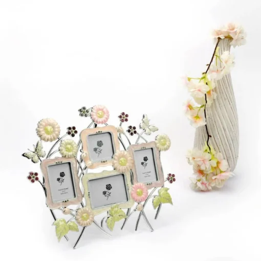 Enameled Crystal Studded Family Photo Frame