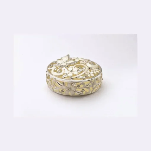 Enameled Flower Design Jewelry Box