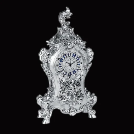 Exceptional English Vintage Silver Clock