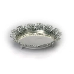 Flower Border Round Silver Tray Size-Medium