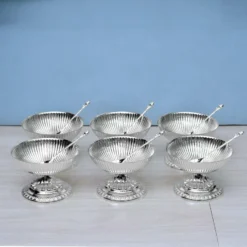 Fluted Design Ice Cream Silver Plated Bowl Set of 6