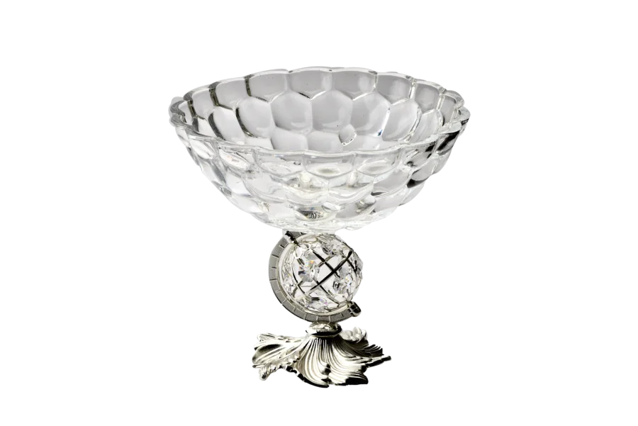Glass Globe Silver Bowl 3 Glass Globe Silver Bowl