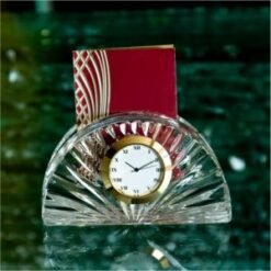 Half Moon Card Holder Crystal Glass Desk Clock