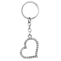 Heart Crystal Silver Keychain