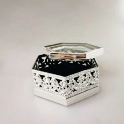 Hexagonal Silver Jewelry Box