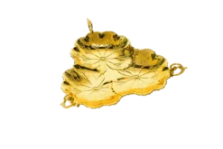 Leaf Design Gold Platter With Handles, Size- Small