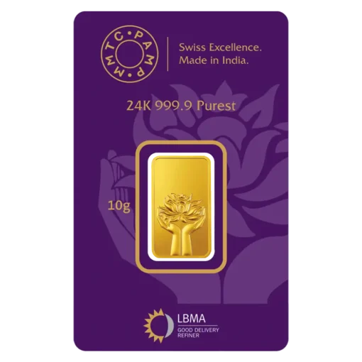 MMTC-PAMP LOTUS 24K (999.9) 10 GM GOLD BAR