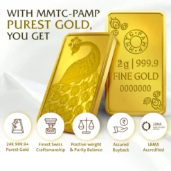 MMTC-PAMP PEACOCK 24K (999.9) 2 GM GOLD BAR