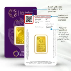 MMTC-PAMP PEACOCK 24K (999.9) 2 GM GOLD BAR