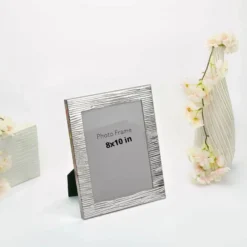 Modern Ridged Border Silver Photo Frame, Size-8×10