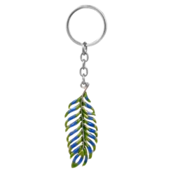 Mor Pankh Enameled Silver Keychain