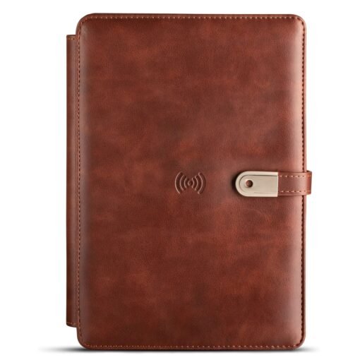 Organizer Diary with Wireless Charger 4000 MAH Power Bank And 16GB Flash Drive – Dark Brown