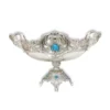 Oval Antique Turquoise Stone Studded Silver Bowl With Stand – Medium