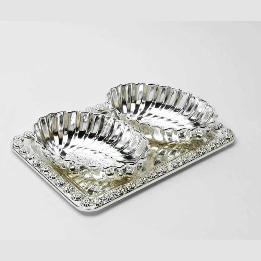 Oval Shaped Fluted Silver Bowl, Size-Big 3 Oval Shaped Fluted Silver Bowl, Size-Big