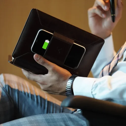 Pennline Superbook Organizer With Wireless Charging And 16GB Flash Drive Coffee Brown