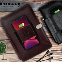 Pennline Superbook Organizer With Wireless Charging And 16GB Flash Drive Coffee Brown