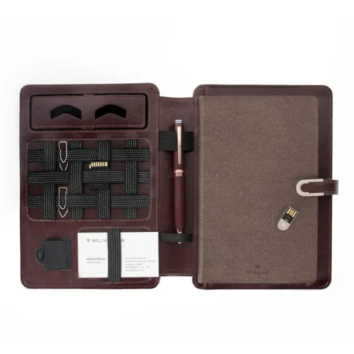 Pennline Superbook Organizer With Wireless Charging And 16GB Flash Drive Coffee Brown