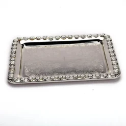 Rectangle Floral Border Silver Tray.1