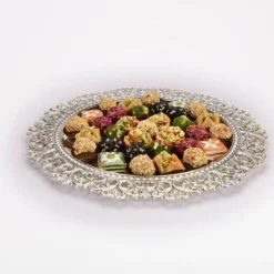 Round Cutwork Serving Silver Plate