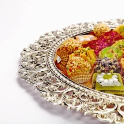 Round Cutwork Serving Silver Plate