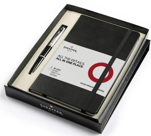Glossy Black S100 9313 Ballpoint Pen with Chrome Trim and Medium Notebook