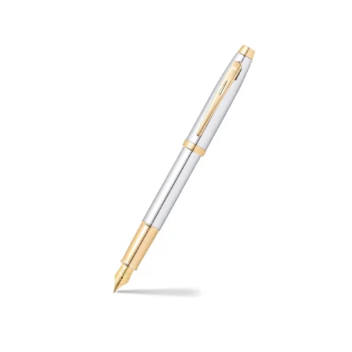 Sheaffer® 100 Bright Chrome Fountain Pen With Gold Trims - Fine