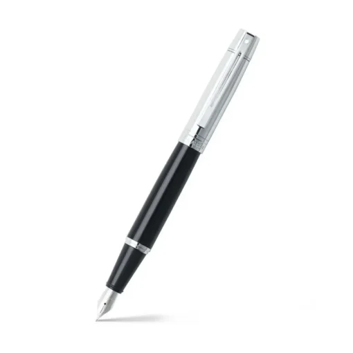 Sheaffer® 300 Glossy Black and Chrome Fountain Pen With Chrome Trims - Medium