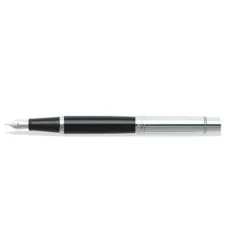 Sheaffer® 300 Glossy Black and Chrome Fountain Pen With Chrome Trims - Medium