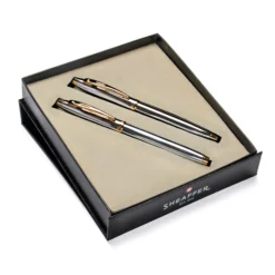 Sheaffer® Gift Set ft. Bright Chrome S100 9340 with Gold Tone Trim as Set of 2 pens - Ballpoint Pen & Fountain pen (M)