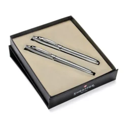 Sheaffer® Gift Set ft. Brushed Chrome S100 9306 with Chrome Trim as Set of 2 pens - Rollerball Pen & Fountain pen (M)