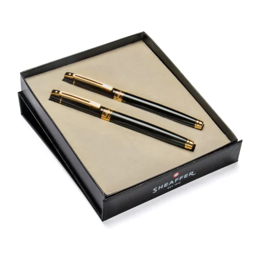 Sheaffer® Gift Set ft. Glossy Black S300 9325 with Gold Tone Trim as Set of 2 pens - Rollerball Pen & Fountain pen (M)