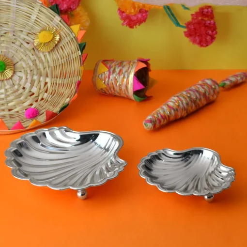 Shell Design Silver Dry Fruit Bowl- Set of 2