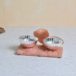 Silver Plated Mukhwas Bowls on Rose Quartz