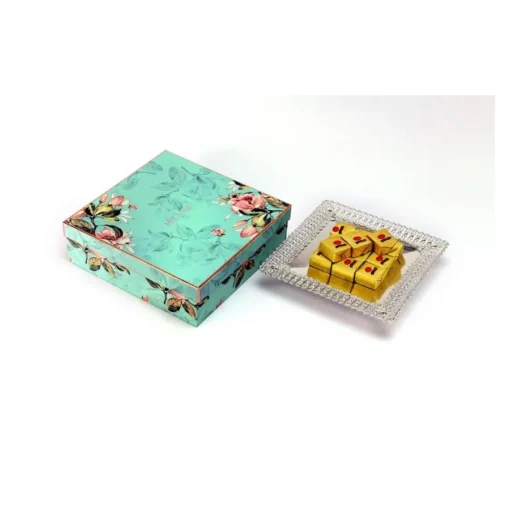 Square Cutwork Silver Platter, Size-Medium