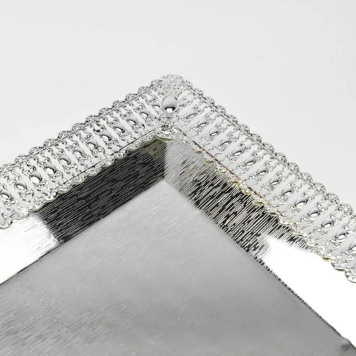 Square Cutwork Silver Platter, Size-Medium