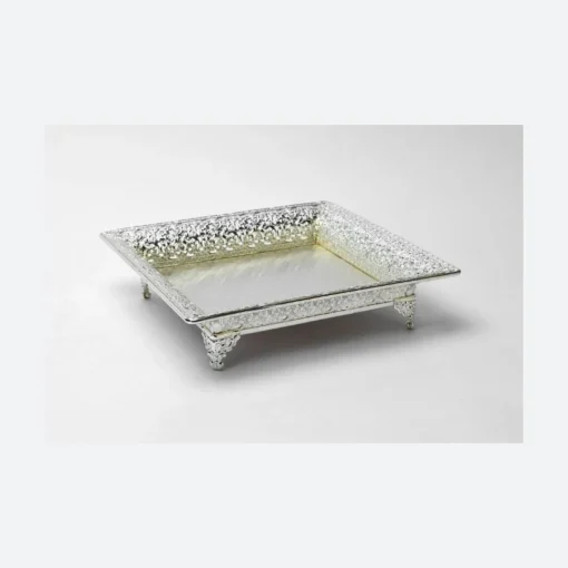 Square Cutwork Silver Tray