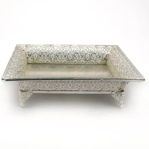 Square Cutwork Silver Tray
