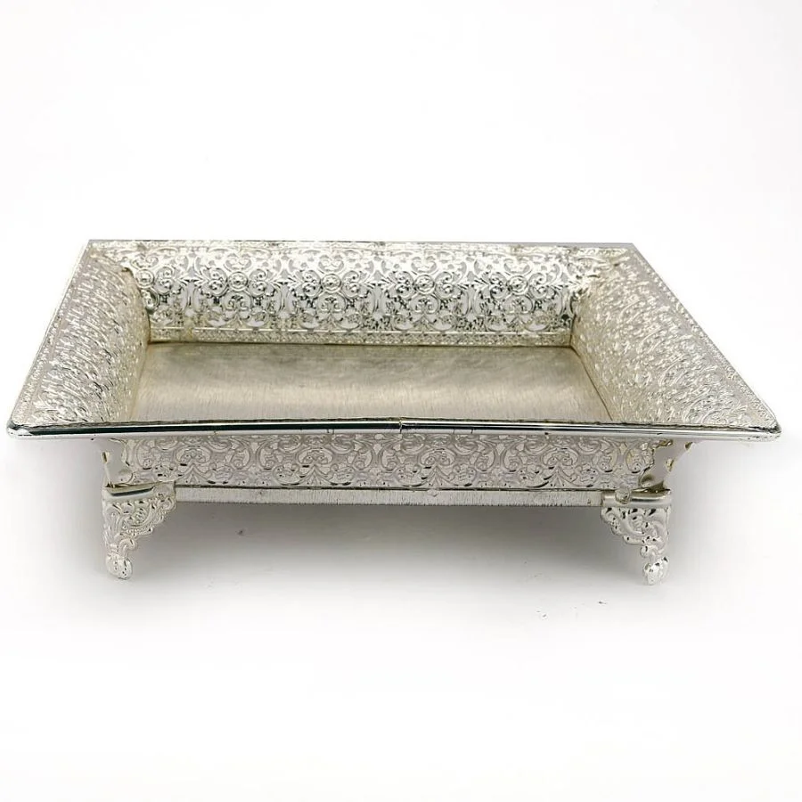 Square Cutwork Silver Tray 3 Square Cutwork Silver Tray