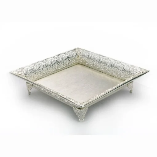 Square Cutwork Silver Tray