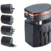World Travel AC/DC Adapter with Dual USB slots Black/White with LED Indicator 1 World Travel AC/DC Adapter with Dual USB slots