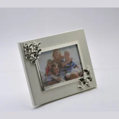 Bubbles Silver Photo Frame on Wooden Base
