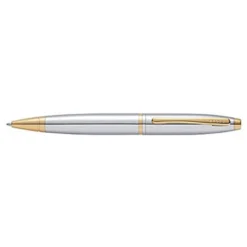 Cross AT0112-15 Calais Ballpoint Pen Chrome with Gold Trims