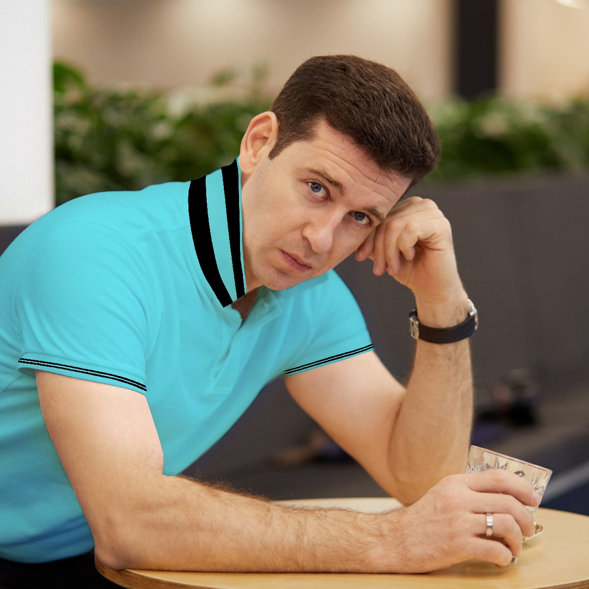 Polo Collar T-Shirts 4 69 Turtles Collar T-Shirts-Aqua