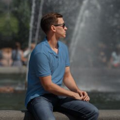 Athli Pro Collar T-shirt-Sky