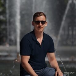 Athli Pro Collar T-shirt-True Navy