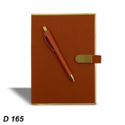 Tan Diary with Golden Frame and pen GCD 165
