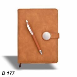 Round Clip Brown Diary with Pen GCD 177