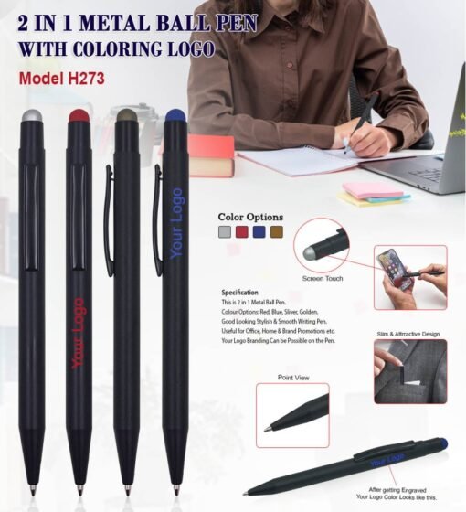 2 IN 1 Metal Ball Pen with coloring Logo GCH 273 6 2 IN 1 Metal Ball Pen with coloring Logo GCH 273