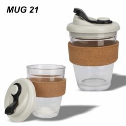 Glass Mug with Lid and Cork Grip Mug 21